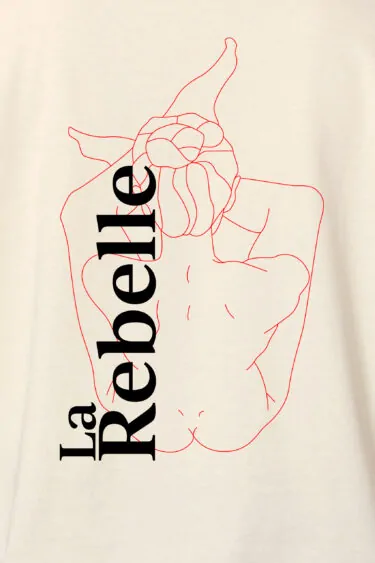 ästhetika T-Shirt Cropped - LA-REBELLE natur/rot/schwarz Motiv