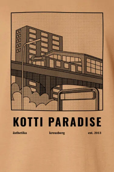 ästhetika T-Shirt - KOTTI PARADISE latte/black Motif