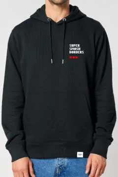 ästhetika Hoodie – SUPER SMASH BORDERS black/white/red Front