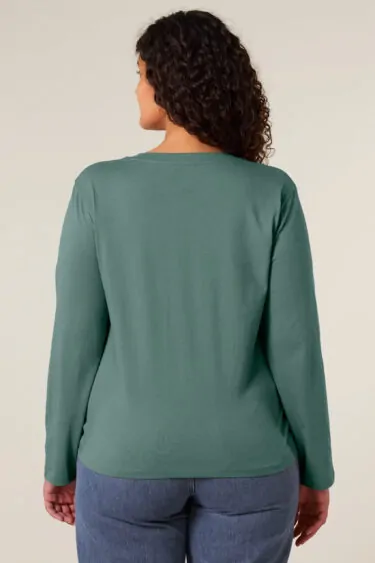 ästhetika Frauen Langarm Oberteil – BASIC buchtgrün Rückseite
