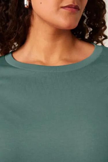 ästhetika Frauen Langarm Oberteil – BASIC buchtgrün Detail