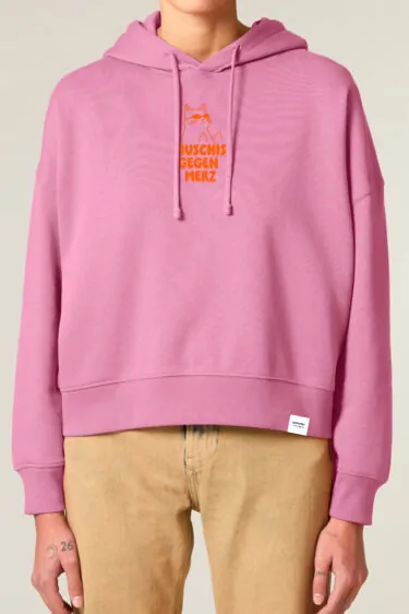 ästhetika Hoodie Women – PUSSIES AGAINST MERZ bubble pink/orange Front