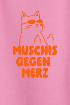 ästhetika Frauen HOODIE – MUSCHIS GEGEN MERZ pink/orange Motiv