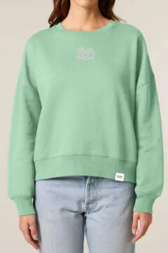 ästhetika Frauen Sweatshirt BE KIND HÄNDCHEN jade/rose Vorderseite