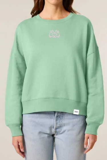 ästhetika Sweatshirt Women – BE KIND LITTLE HANDS jade/rose Front