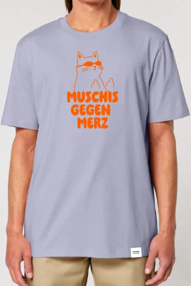 ästhetika T-SHIRT – PUSSIES AGAINST MERZ lavender/orange Front