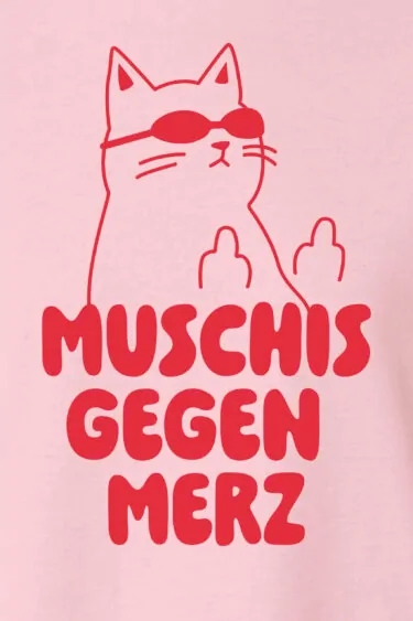 ästhetika Frauen T-Shirt – MUSCHIS GEGEN MERZ rosa/rot Motiv