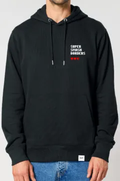 ästhetika Hoodie – SUPER SMASH BORDERS schwarz/weiß/rot Vorderseite