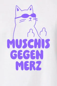 ästhetika T-Shirt – MUSCHIS GEGEN MERZ white/purple Motif