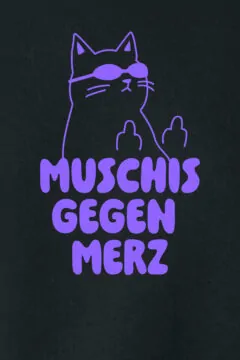 ästhetika Frauen Sweatshirt – MUSCHIS GEGEN MERZ schwarz/lila Motiv