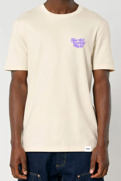 ästhetika T-Shirt – TAX THE TERRIBLY RICH natur/lila Vorderseite