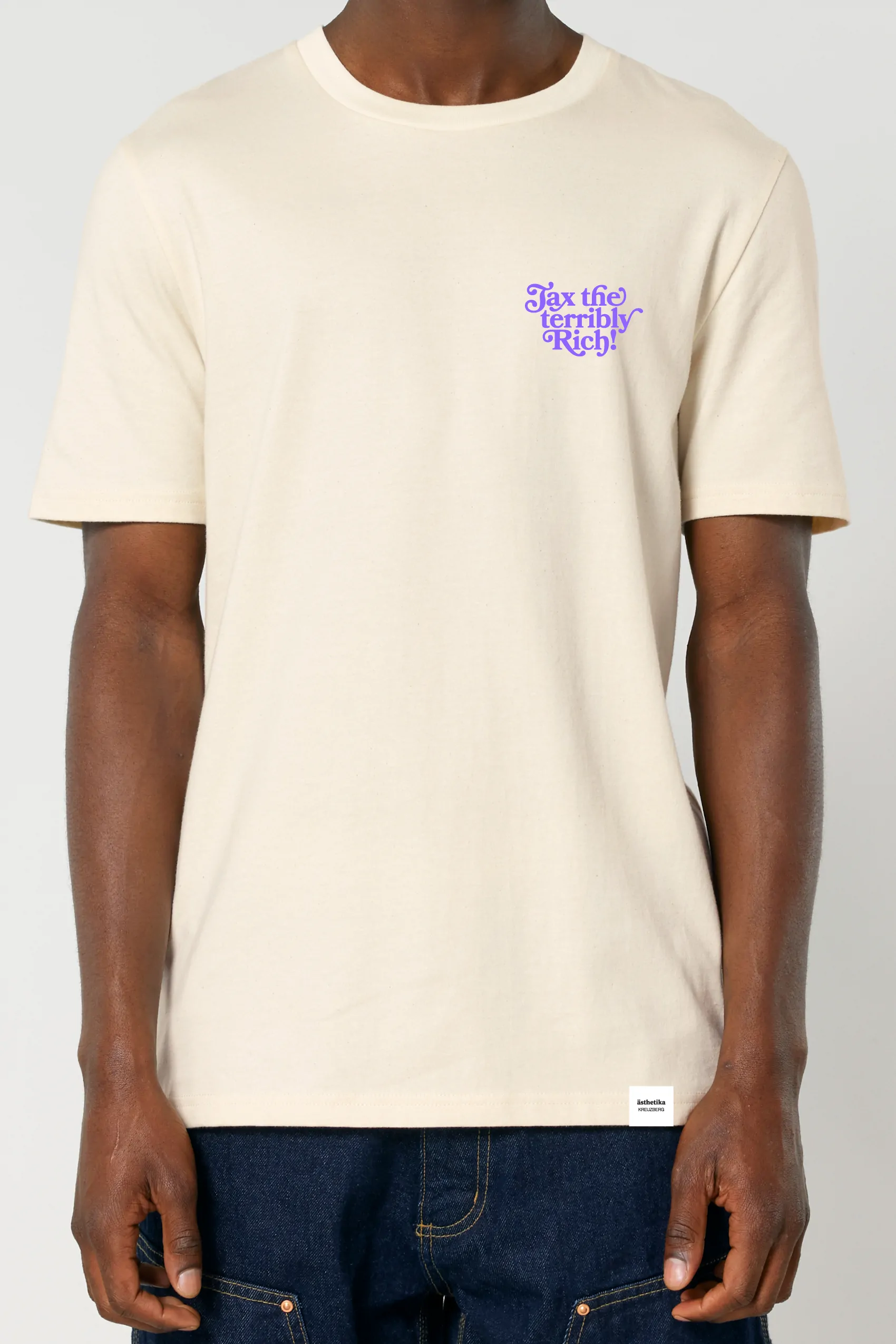 ästhetika T-Shirt – TAX THE TERRIBLY RICH natur/lila Vorderseite