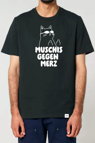 ästhetika T-Shirt – MUSCHIS GEGEN MERZ black/white Front