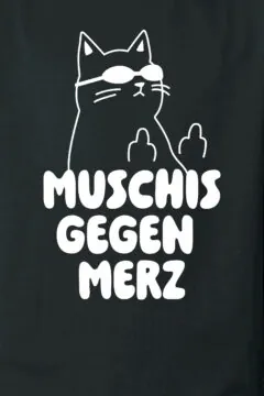 ästhetika T-Shirt MUSCHIS GEGEN MERZ schwarz/weiß Motiv