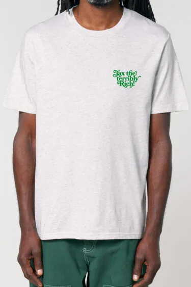 ästhetika T-Shirt – TAX THE TERRIBLY RICH hellgrau/grün Vorderseite