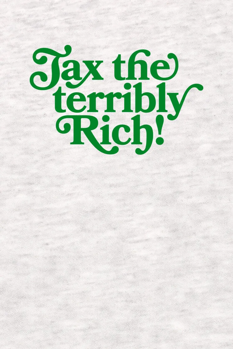 ästhetika T-Shirt – TAX THE TERRIBLY RICH hellgrau/grün Motiv